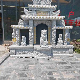 铜仁芝麻白中国黑石材套墓 花岗岩墓碑